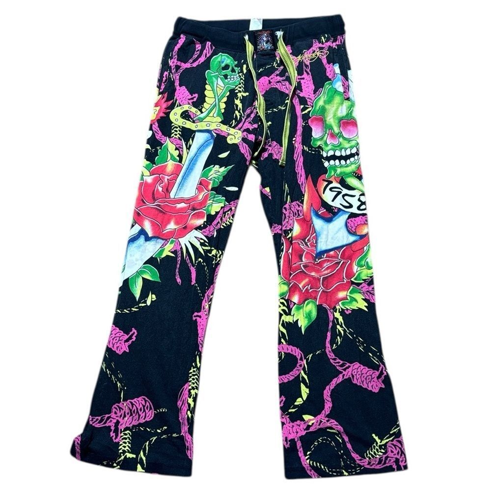 Ed hardy vintage y2k men’s medium 32/34 graphic skull dragon light sweatpant
